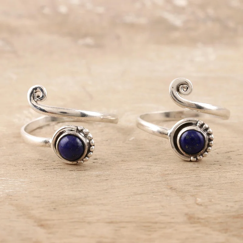 Women’s double-band ring-Novica Handmade Royal Eddy Lapis Lazuli Toe Rings (Pair)