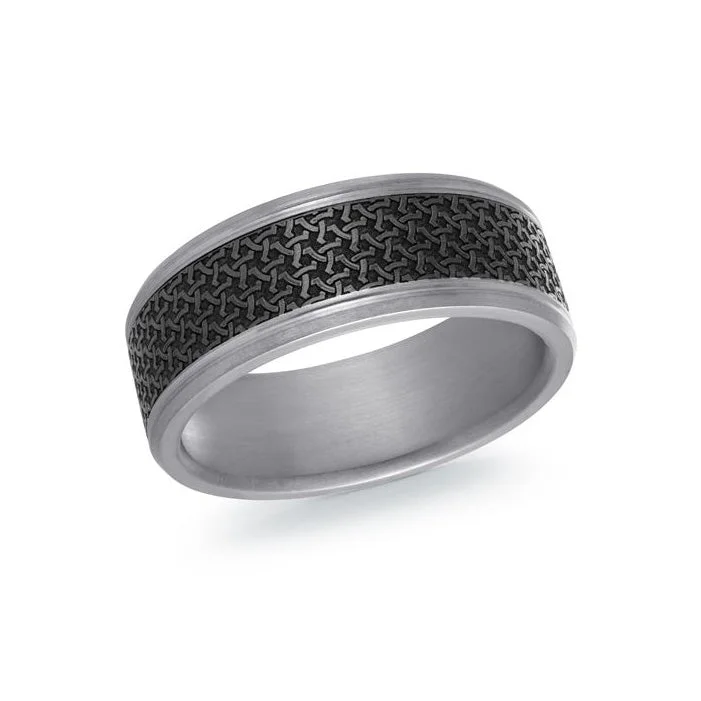 Women’s simple ring-Patterned Tantalum 8mm Men's Ring