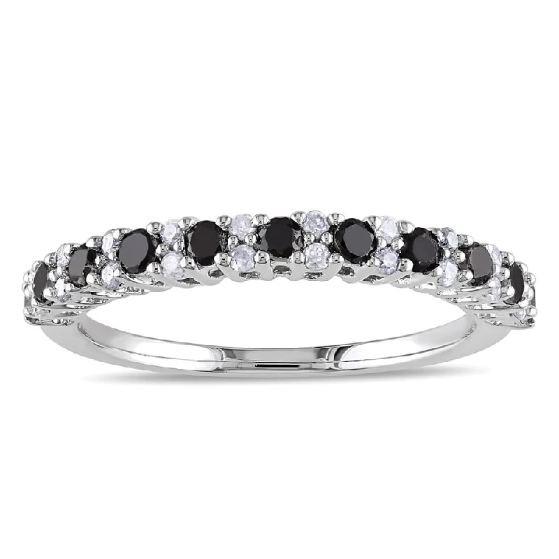 Women’s promise ring-Miadora Sterling Silver 1/2ct TDW Black and White Diamond Ring