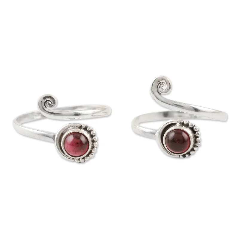 Women’s bridal ring set-Novica Handmade Gemstone Spiral In Red Garnet Toe Rings (Pair)