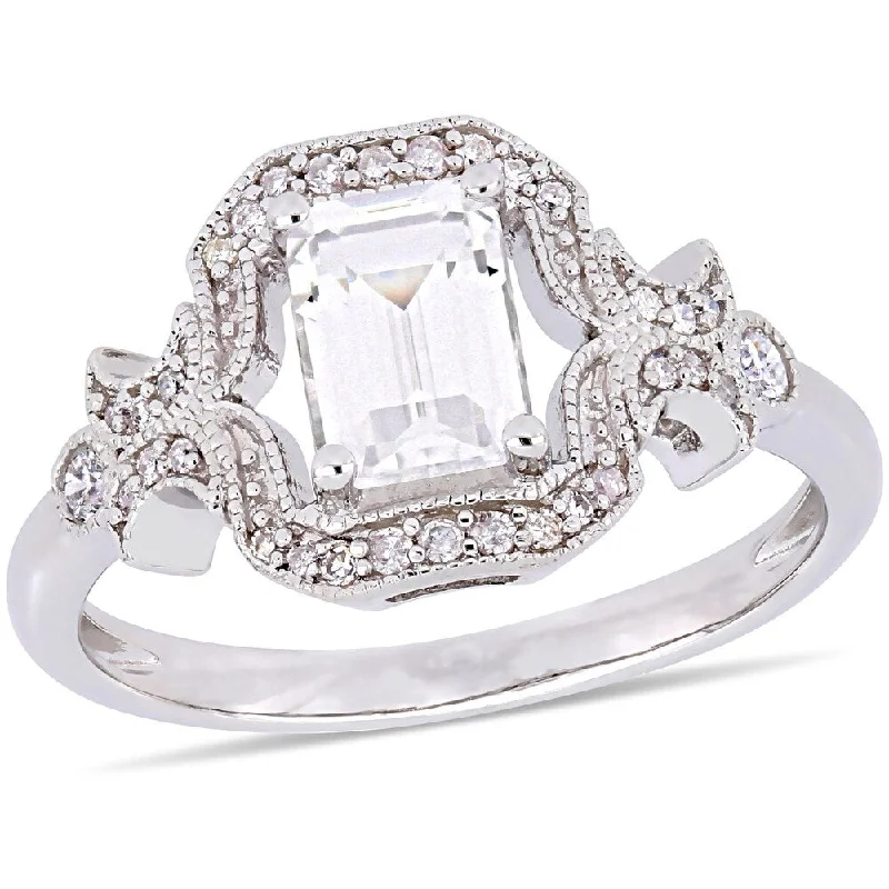 Women’s custom ring-Miadora Sterling Silver Created White Sapphire 1/6ct TDW Diamond Ring