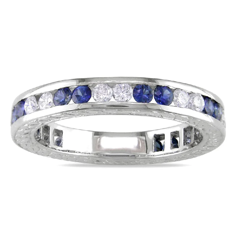 Women’s solitaire ring-Miadora 18k Gold Sapphire and 1/2ct TDW Diamond Ring (G-H, I1-I2)