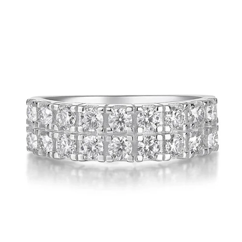 Women’s chunky ring-RSR-124 Moissanite Diamond Geometric Dainty Band Ring