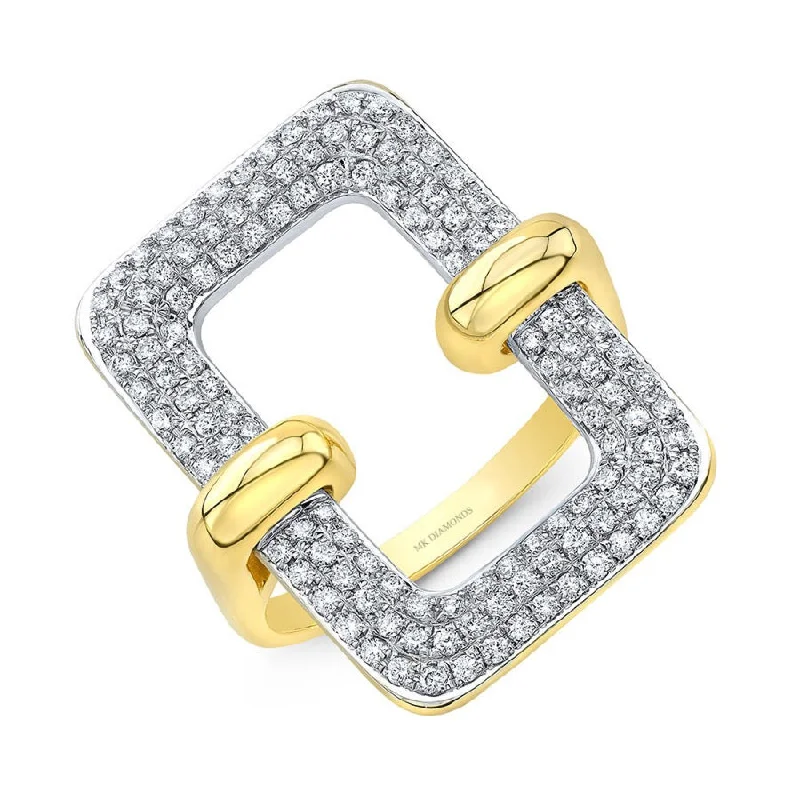 Women’s silver engagement ring-14kt Yellow Gold 0.74cttw Pave Set Diamond Ring