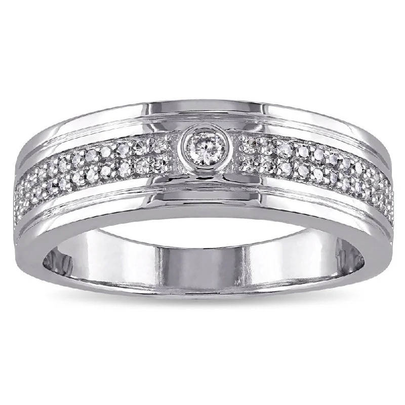 Women’s minimalist engagement ring-Miadora 10k White Gold 1/5ct TDW Diamond Ring