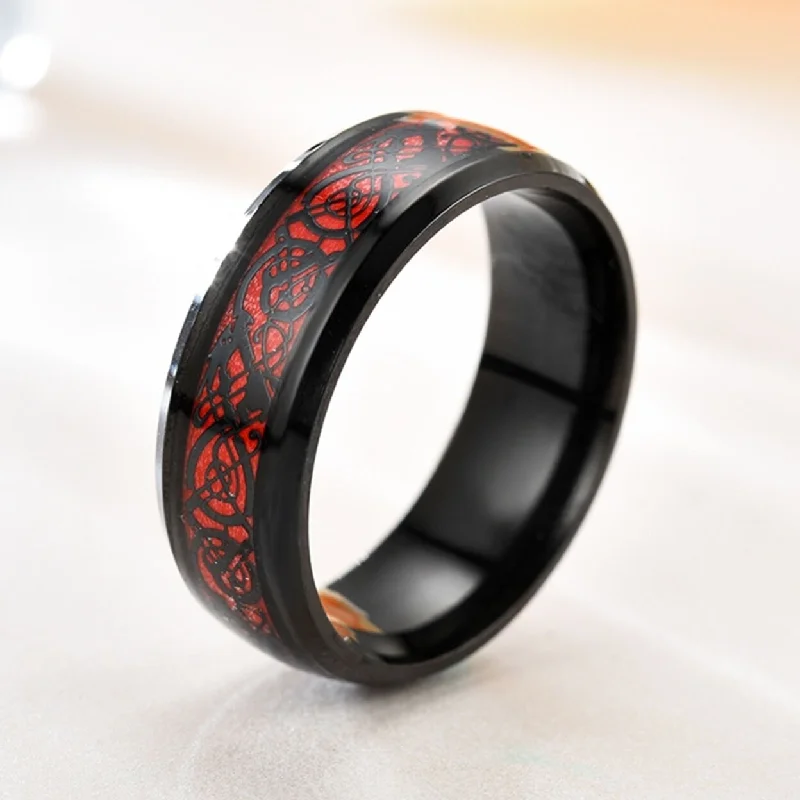 Women’s trendy ring-Men Ring Glossy Simple Jewelry Accessory Dragon Pattern Glowing Ring For Dating