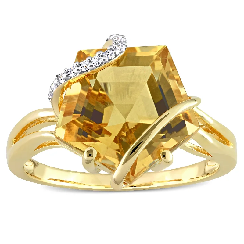 Women’s trendy ring-Miadora Fancy-cut Citrine & Diamond Accent Swirl Cocktail Ring in Yellow Plated Sterling Silver