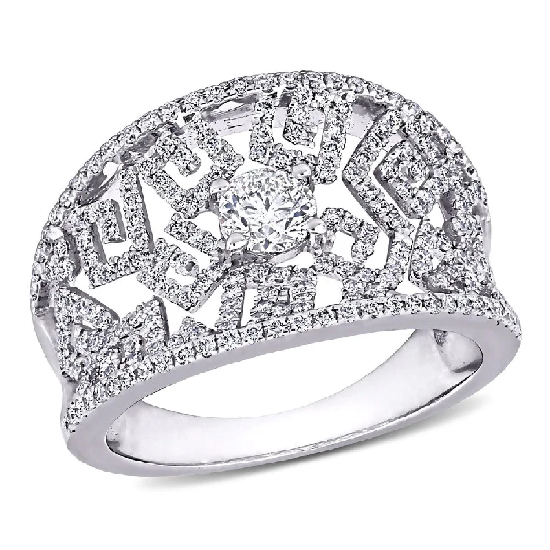 Women’s silver ring-Miadora 14k White Gold 1ct TDW Diamond Vintage Openwork Ring