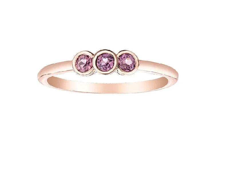 Women’s gold ring-10kt Rose Gold Rhodolite Garnet Stackable Ring