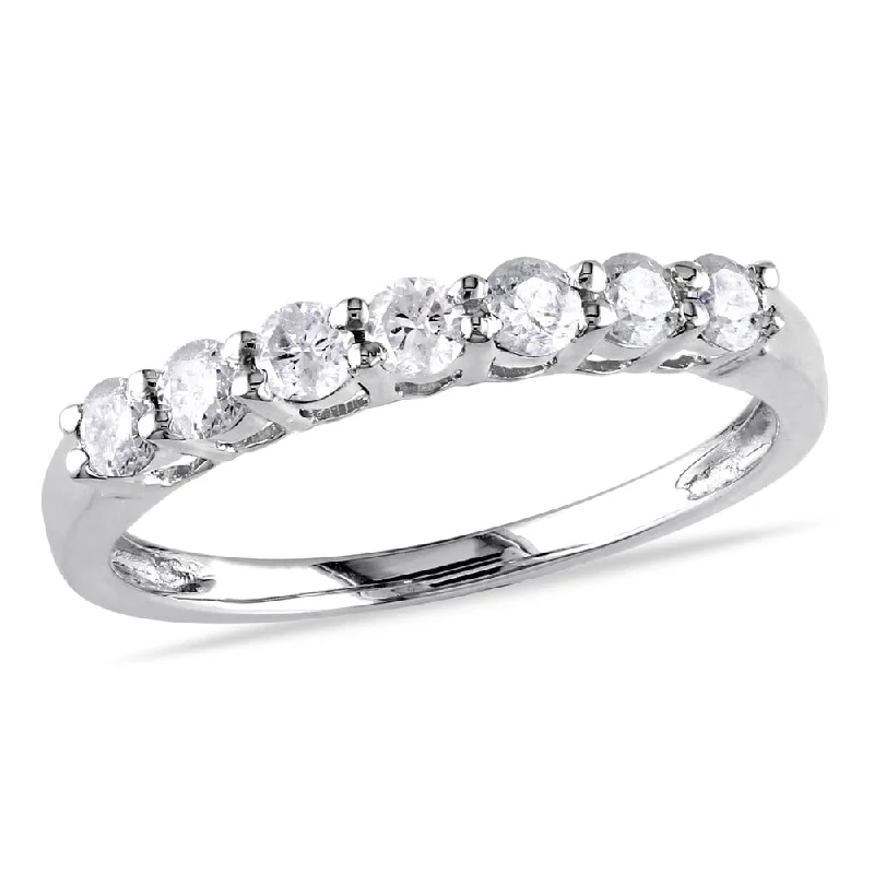 Women’s gold-plated engagement ring-Miadora 10k White Gold 1/2ct TW Diamond Anniversary Ring