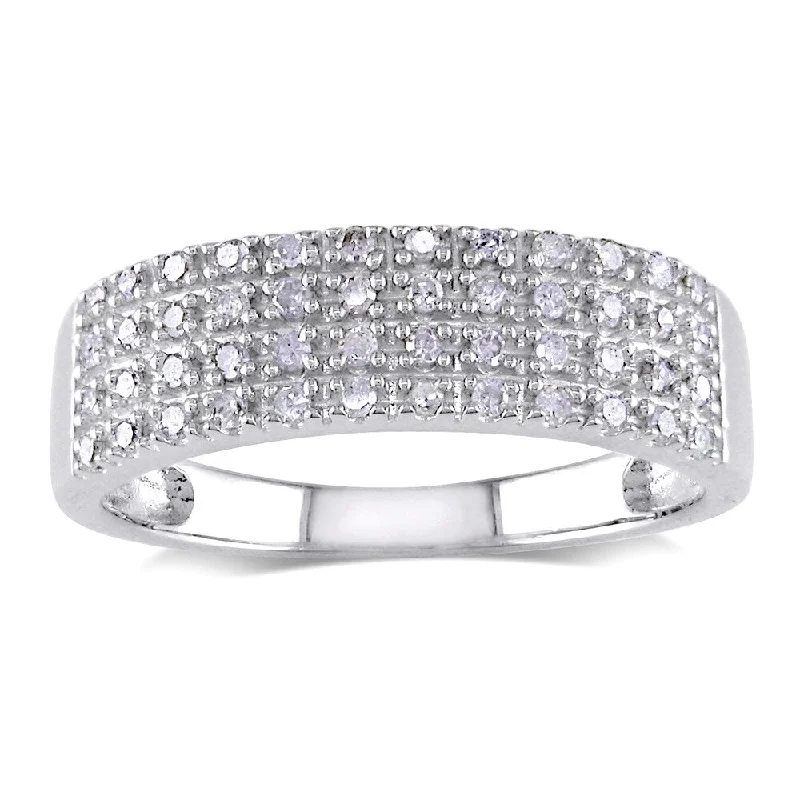 Women’s vintage engagement ring-Miadora Sterling Silver 1/4ct TDW Pave Diamond Ring