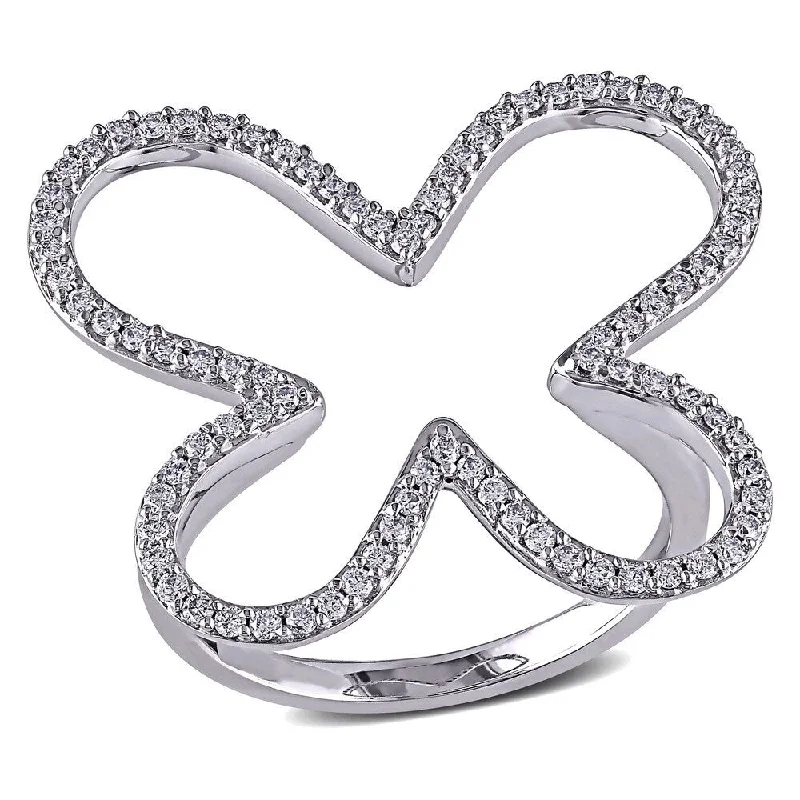 Women’s bridal ring set-Miadora Signature Collection 14k White Gold 2/5ct TDW Diamond Butterfly Ring