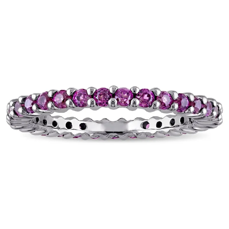 Women’s classic solitaire ring-Miadora 14k White Gold Rhodolite Stackable Eternity Band Ring