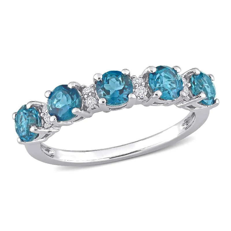 Women’s infinity ring-Miadora 1 5/8ct TGW London Blue Topaz and White Topaz Semi Eternity Ring in Sterling Silver