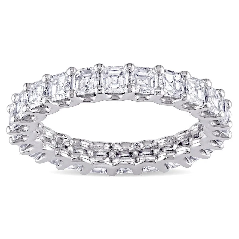 Women’s oval diamond ring-Miadora Signature Collection 18k White Gold 4ct TDW Certified Asscher-cut Diamond Eternity Ring