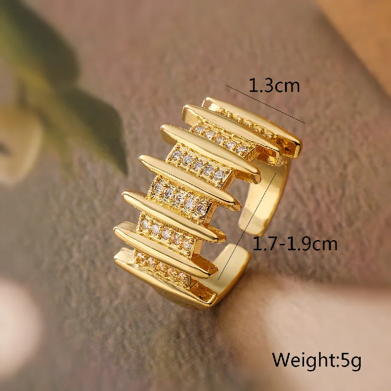 Women’s antique-style ring-Wholesale Simple Style Geometric Solid Color Copper Inlay 18K Gold Plated Zircon Open Rings