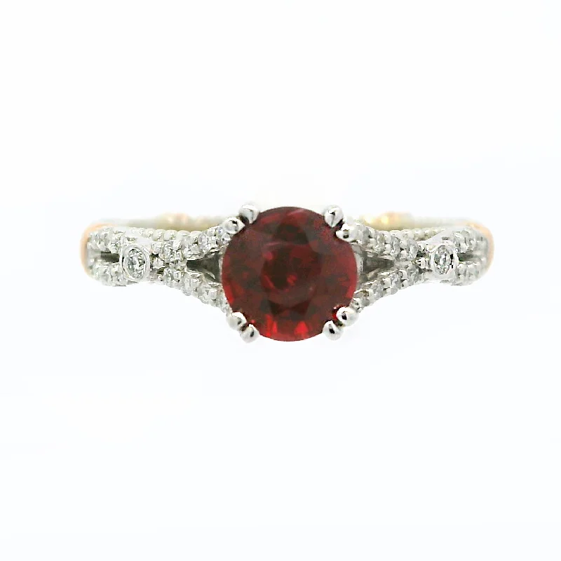 Women’s elegant engagement ring-14kt Gold 0.92ct Ruby and 0.15cttw Diamond Ring