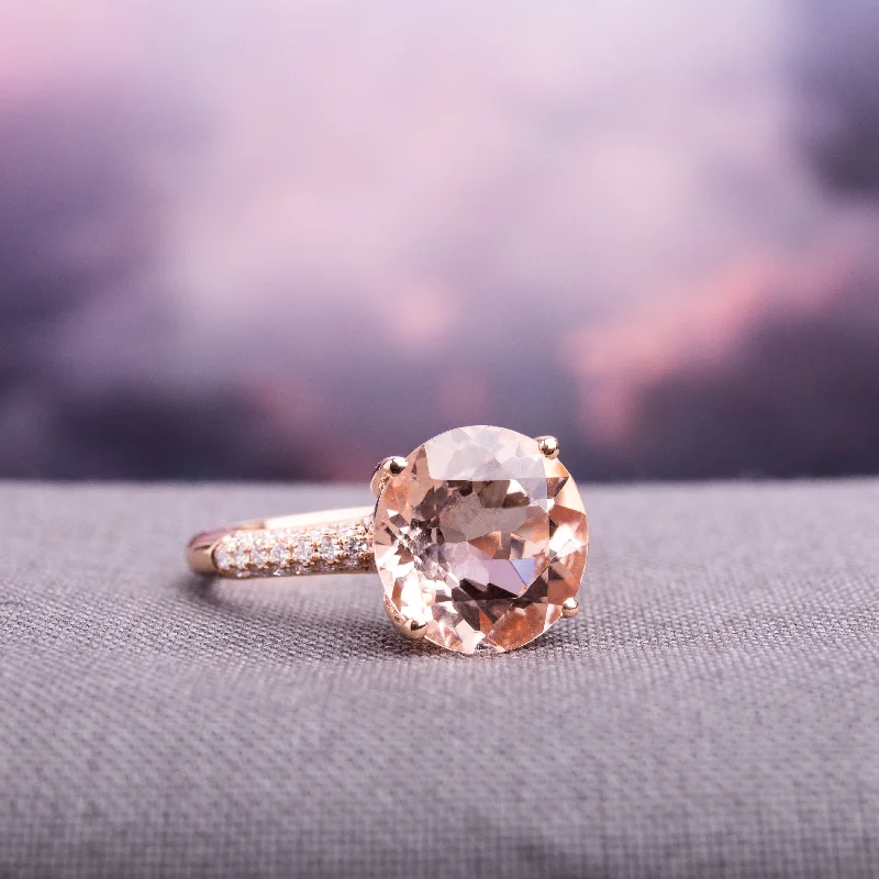 Women’s custom design engagement ring-Miadora 14k Rose Gold Morganite and 1/5ct TDW Diamond Cocktail Ring (G-H, SI1-SI2) - Pink