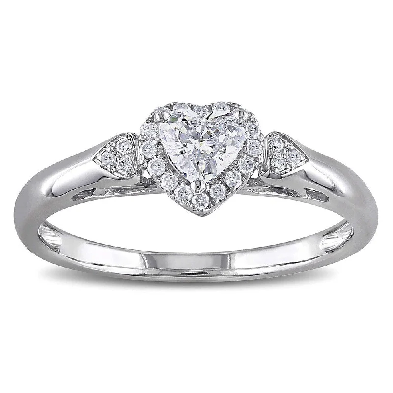 Women’s vintage wedding ring-Miadora Signature Collection 14k White Gold 2/5ct TDW Diamond Heart Ring