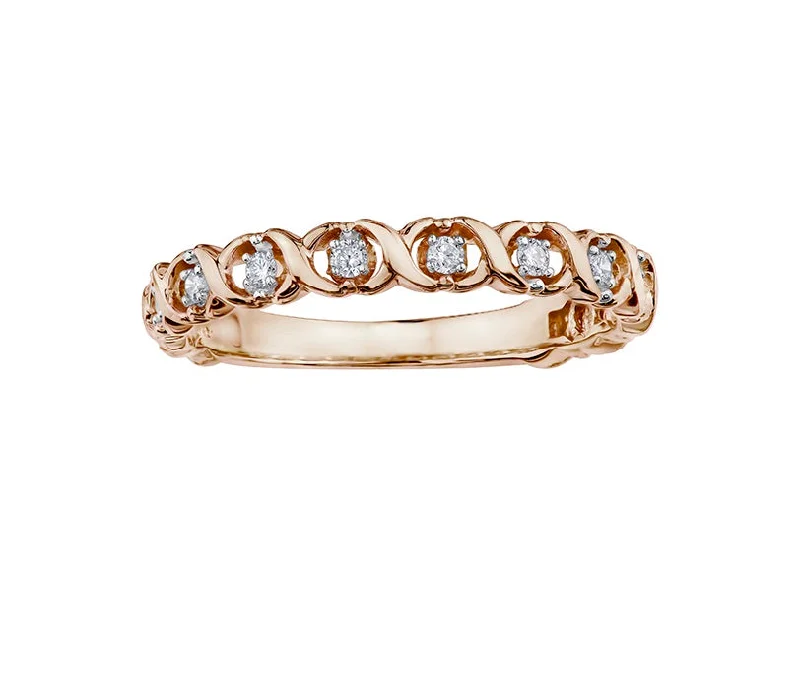 Women’s yellow gold ring-10kt Rose Gold Classic Diamond Stackable Ring