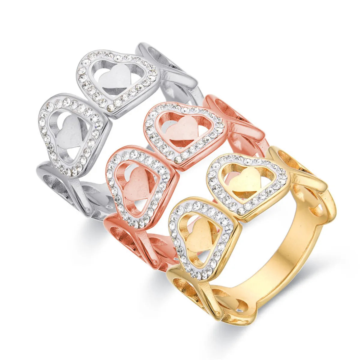 Women’s gemstone stackable ring-Vintage Style Heart Shape Stainless Steel Plating Rings