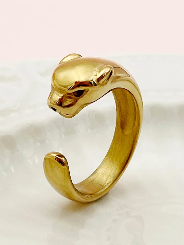 Women’s custom engraving ring-Streetwear Animal Stainless Steel Gold Plated Open Rings In Bulk