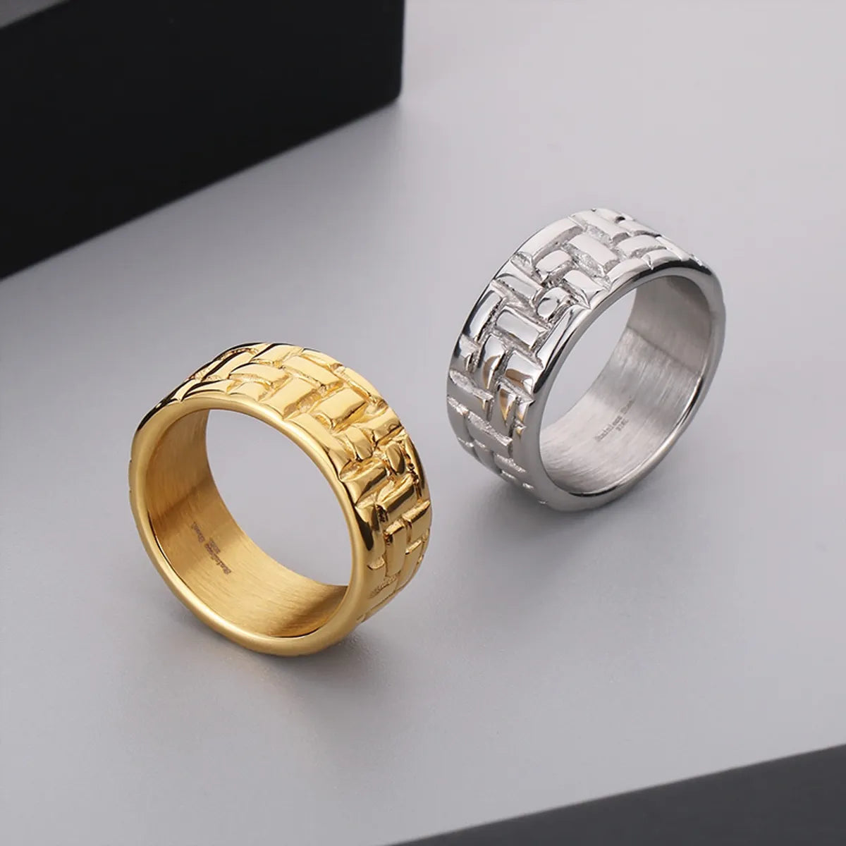 Women’s double-band ring-Stainless Steel 18K Gold Plated Simple Style Stripe Rings