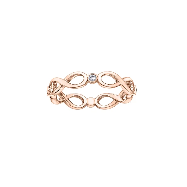 Women’s sapphire ring-10kt Rose Gold 0.05cttw Diamond Infinity Stackable Ring