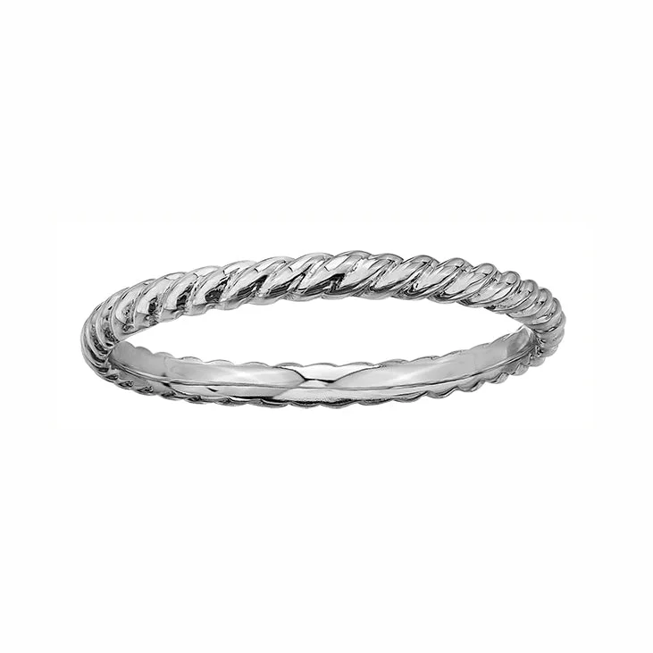 Women’s anniversary ring-10kt White Gold Rope Stackable Ring