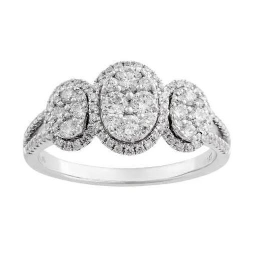 Women’s trendy ring-14kt white Gold 0.75cttw Oval Halo Ring