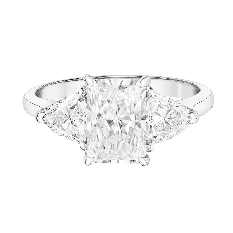 Women’s custom design engagement ring-14kt White Gold 3.05cttw Lab-Grown Diamond Three Stone Ring