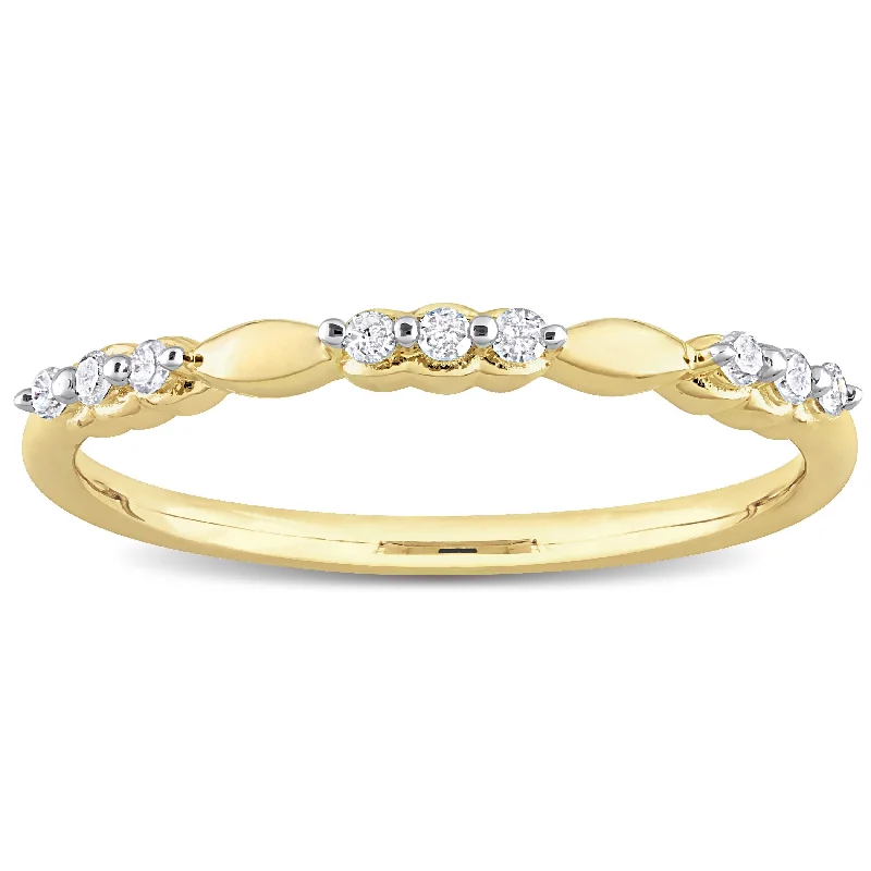 Women’s sterling silver engagement ring-Miadora 1/10ct TDW Diamond Stacking Semi-Eternity Ring in Yellow Plated Sterling Silver