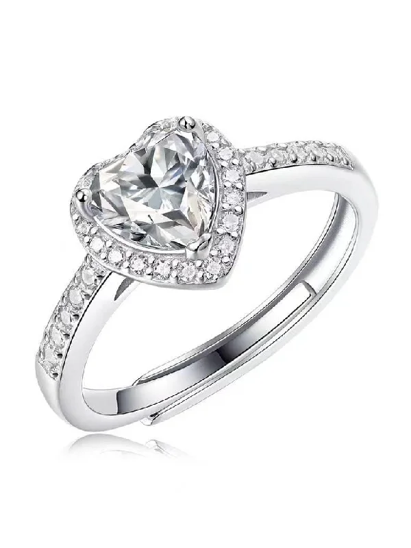 Women’s art deco ring-RSR 312 Tied Heart Shape Moissanite Ring 1.0 Carat