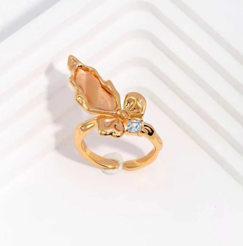 Women’s anniversary diamond ring-18k Gold Butterfly Ring -Sterling Sliver