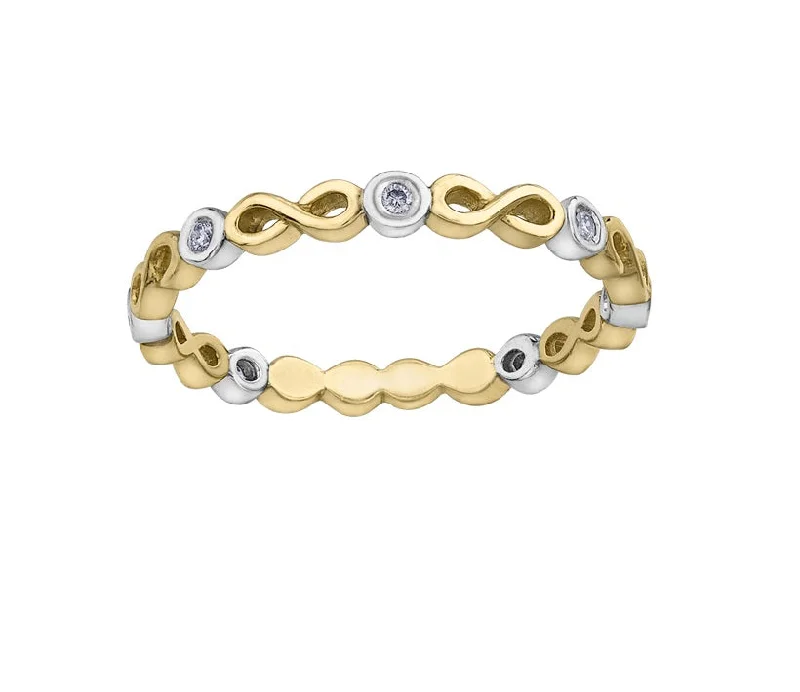 Women’s solitaire ring-10kt Yellow Gold Infinity Diamond Stackable Ring