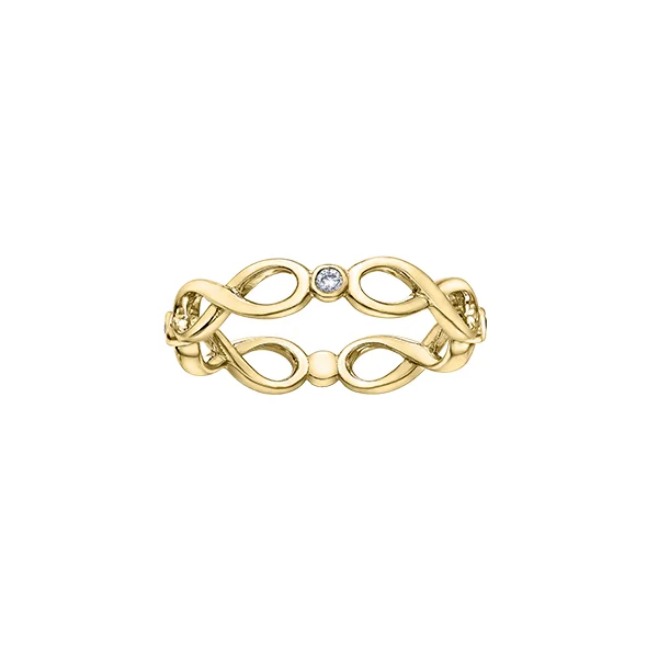 Women’s birthstone ring-10kt Yellow Gold 0.05cttw Diamond Infinity Stackable Ring