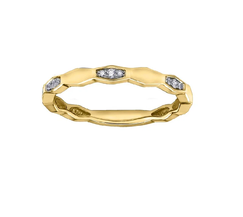 Women’s split band ring-10kt Yellow Gold Geometric Diamond Stackable Ring