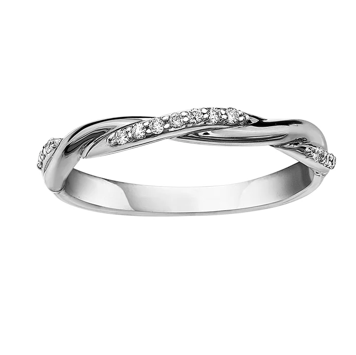 Women’s crystal ring-10kt White Gold Twisted Diamond Stackable Ring