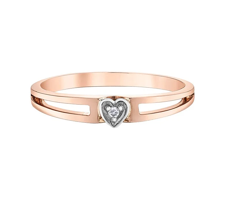 Women’s fashion ring-10kt Rose Gold Heart Shaped Stackable Ring