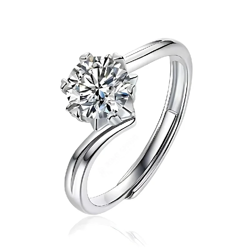 Women’s minimalist ring-RSR-288 Free Size Original Moissanite Diamond Ring 1.0 Carat