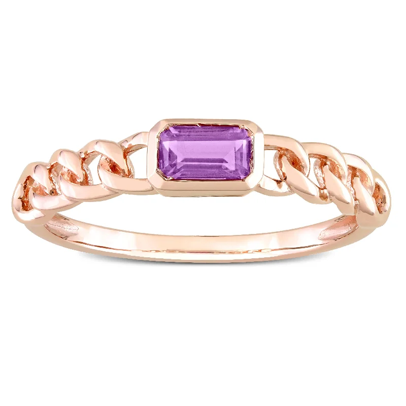 Women’s promise ring-Miadora 10k Rose Gold African Amethyst Stackable Link Ring