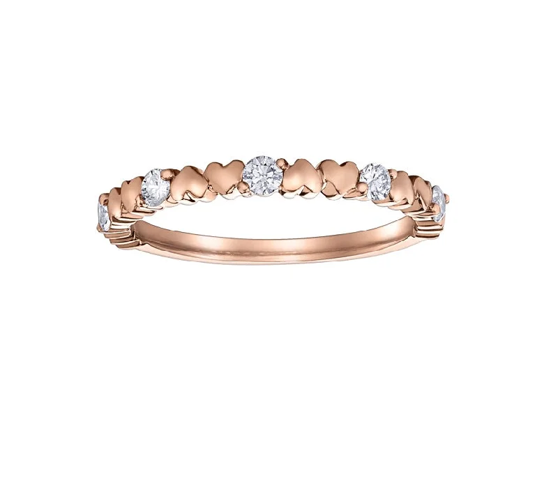 Women’s adjustable silver ring-10kt Rose Gold Canadian Diamond Heart Ring