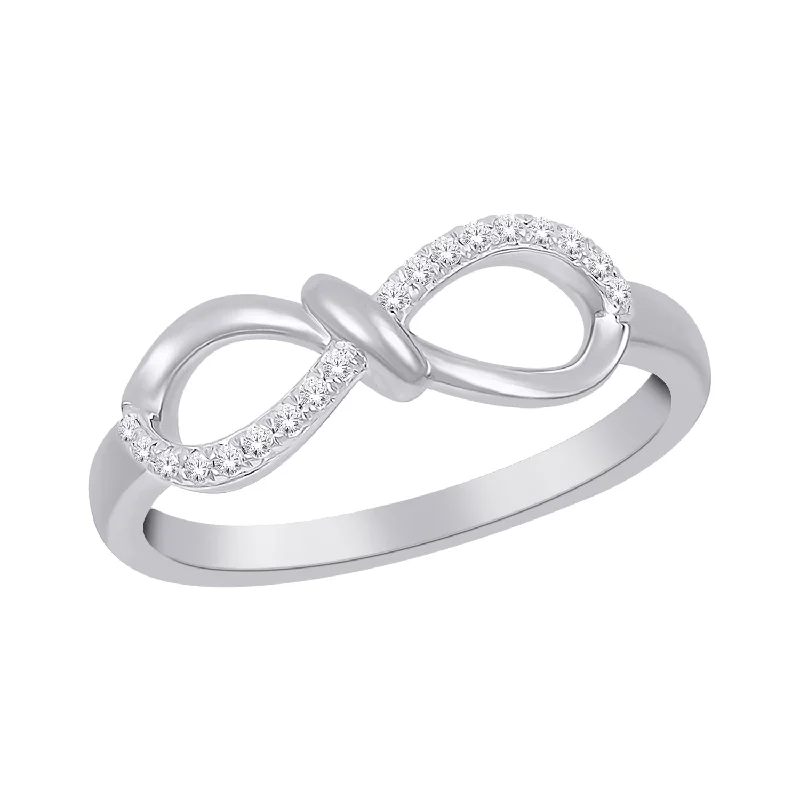 Women’s silver engagement ring-10kt White Gold Diamond Infinity Knot Ring