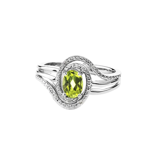 Women’s zodiac ring-Sterling Silver Oval Peridot Women's Ring