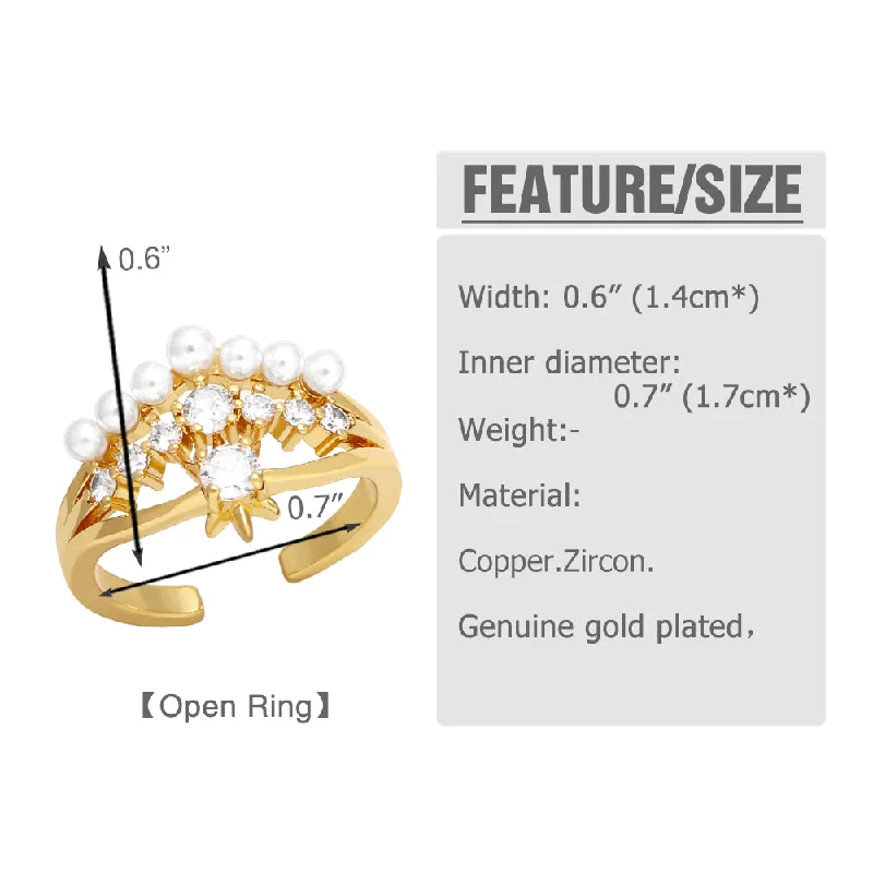 Women’s oval diamond ring-1 Piece Fashion Flower Copper Plating Inlay Zircon Open Ring