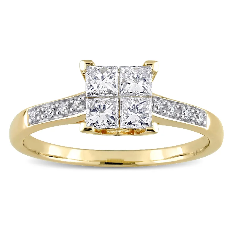 Women’s wide band ring-Miadora 5/8ct TDW Diamond Square Ring in 10k Yellow Gold