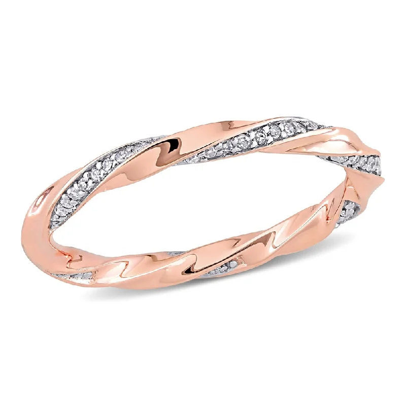 Women’s unique ring-Miadora 10k Rose Gold 1/4ct TDW Diamond Twisted Stackable Eternity Band Ring