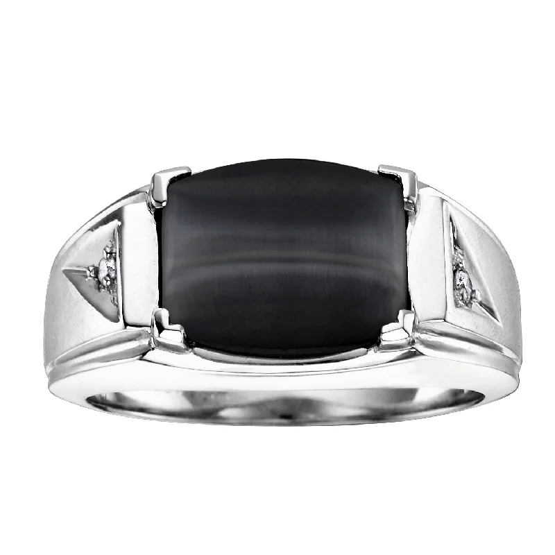 Women’s opal ring-10kt White Gold Onyx and Diamond Men's Ring