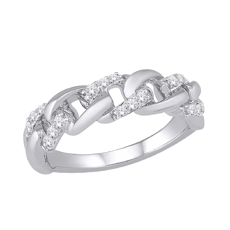 Women’s three-stone ring-10kt White Gold 0.15cttw Diamond Chain Ring