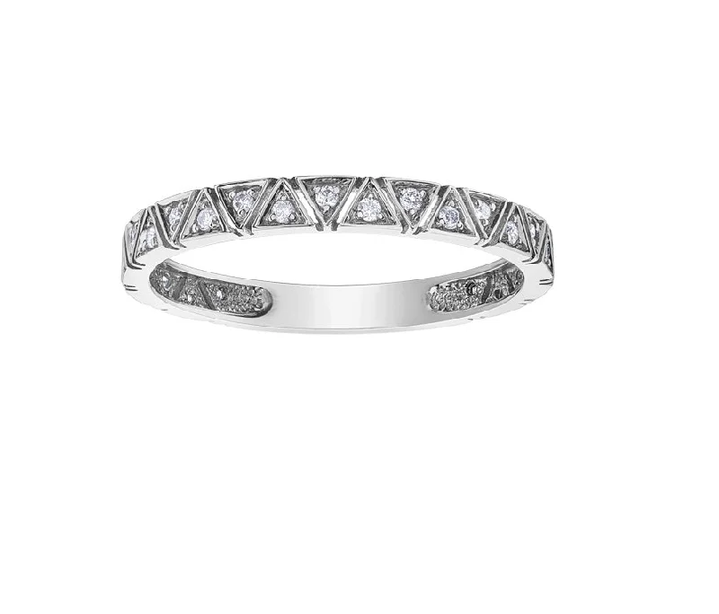 Women’s statement solitaire ring-10kt White Gold Diamond Alternating Triangle Stackable Ring